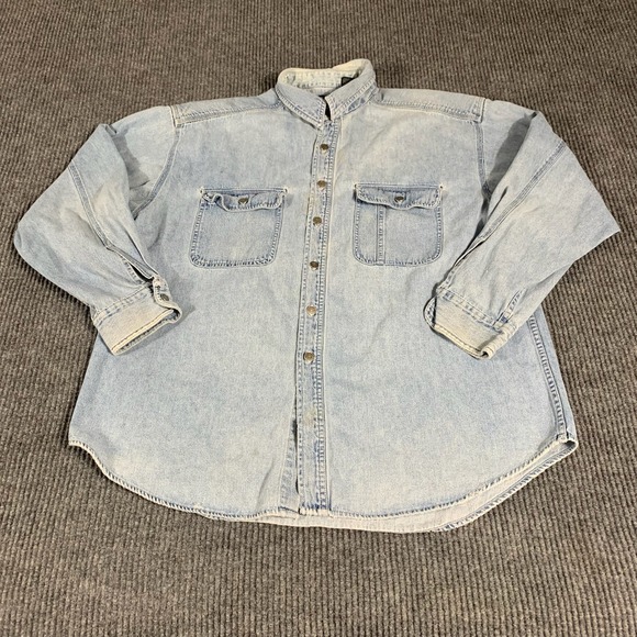 VTG Gap Shirt Mens Extra Large Blue Denim Faded Button Up Pockets Outdoors 90s - Picture 1 of 13